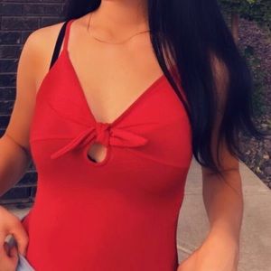 Red intriguing bodysuit from Simons